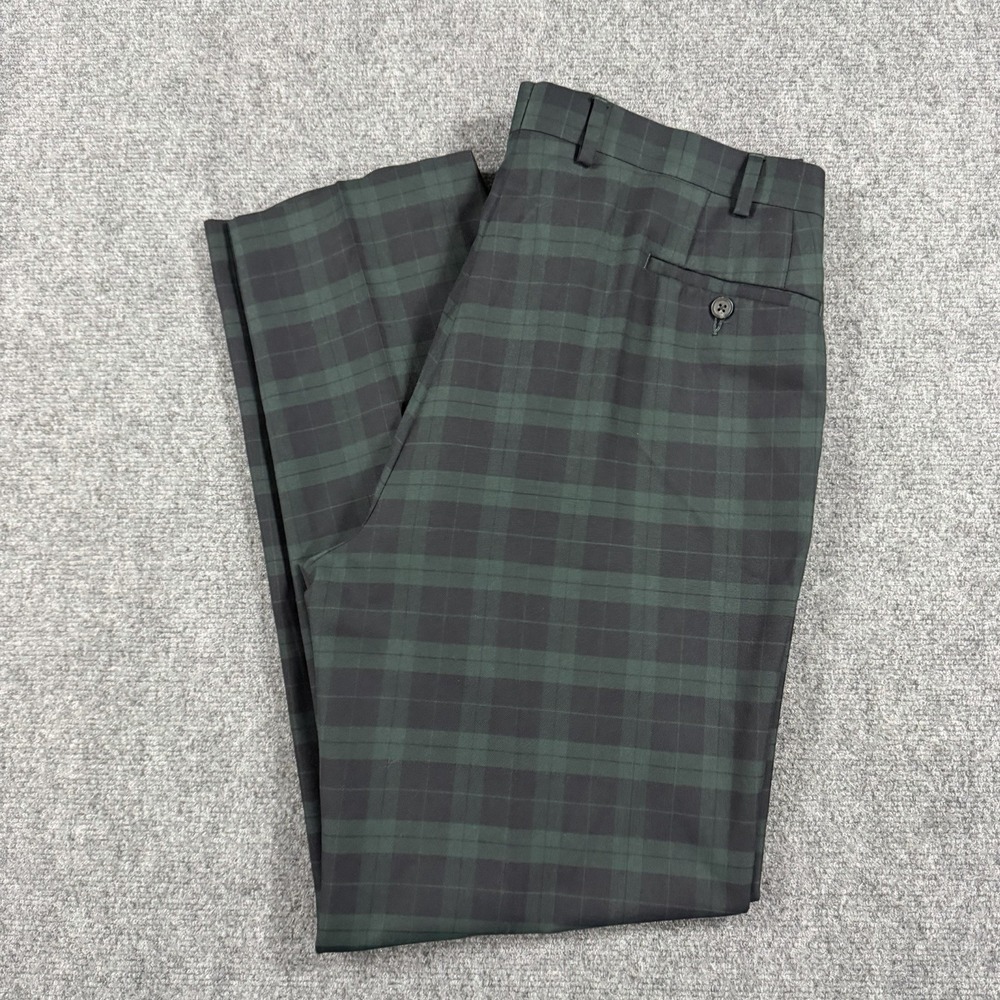 Lauren Ralph Lauren Pants Men 38x32 Black Watch Tartan Plaid Rayon Blend Trouser